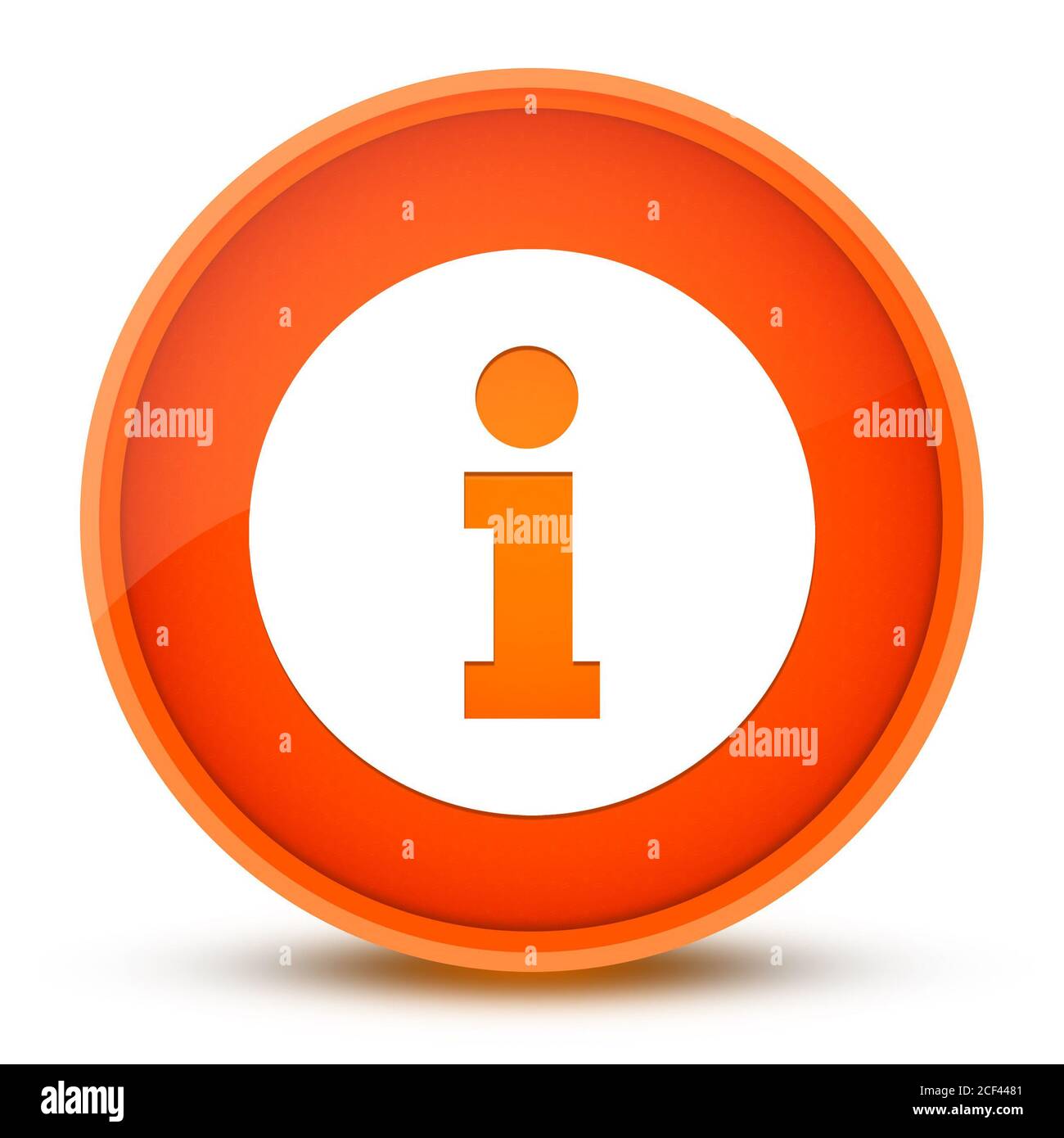 L'icône Infos isolé sur bouton rond orange brillant abstract illustration Banque D'Images