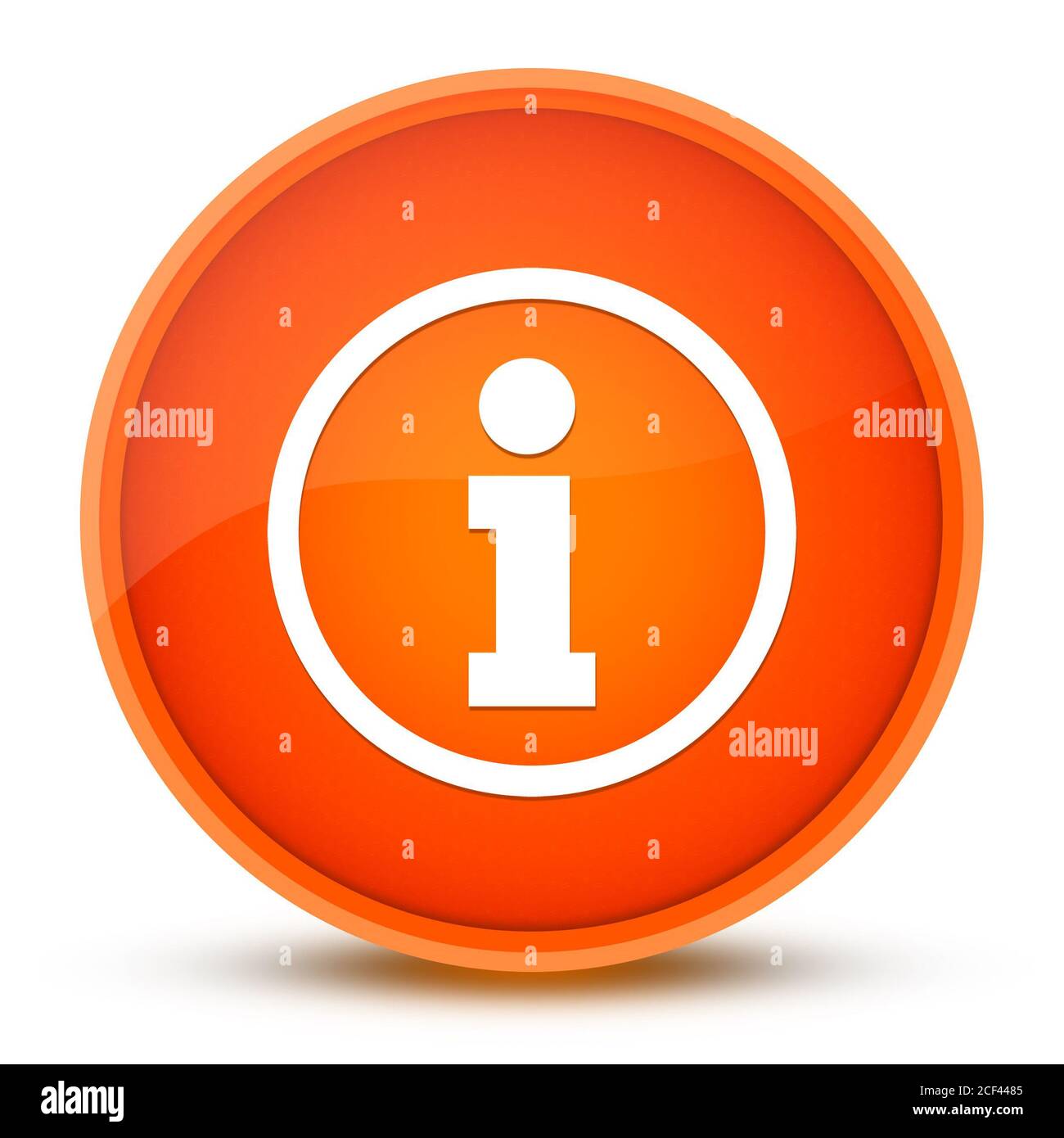 L'icône Infos isolé sur bouton rond orange brillant abstract illustration Banque D'Images