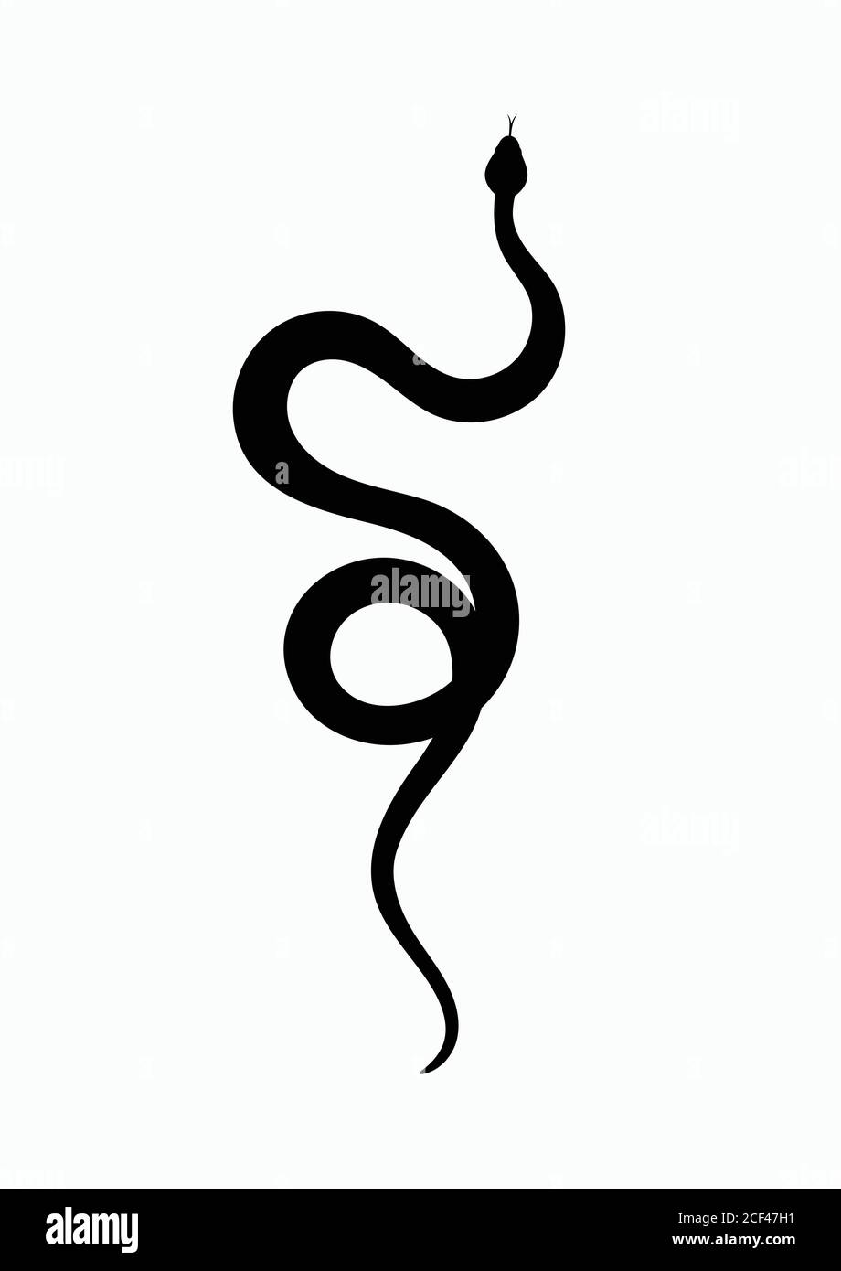 Serpent silhouette noir. Symbole isolé ou serpent d'icône sur fond blanc. Serpent de signe abstrait. Illustration vectorielle Illustration de Vecteur