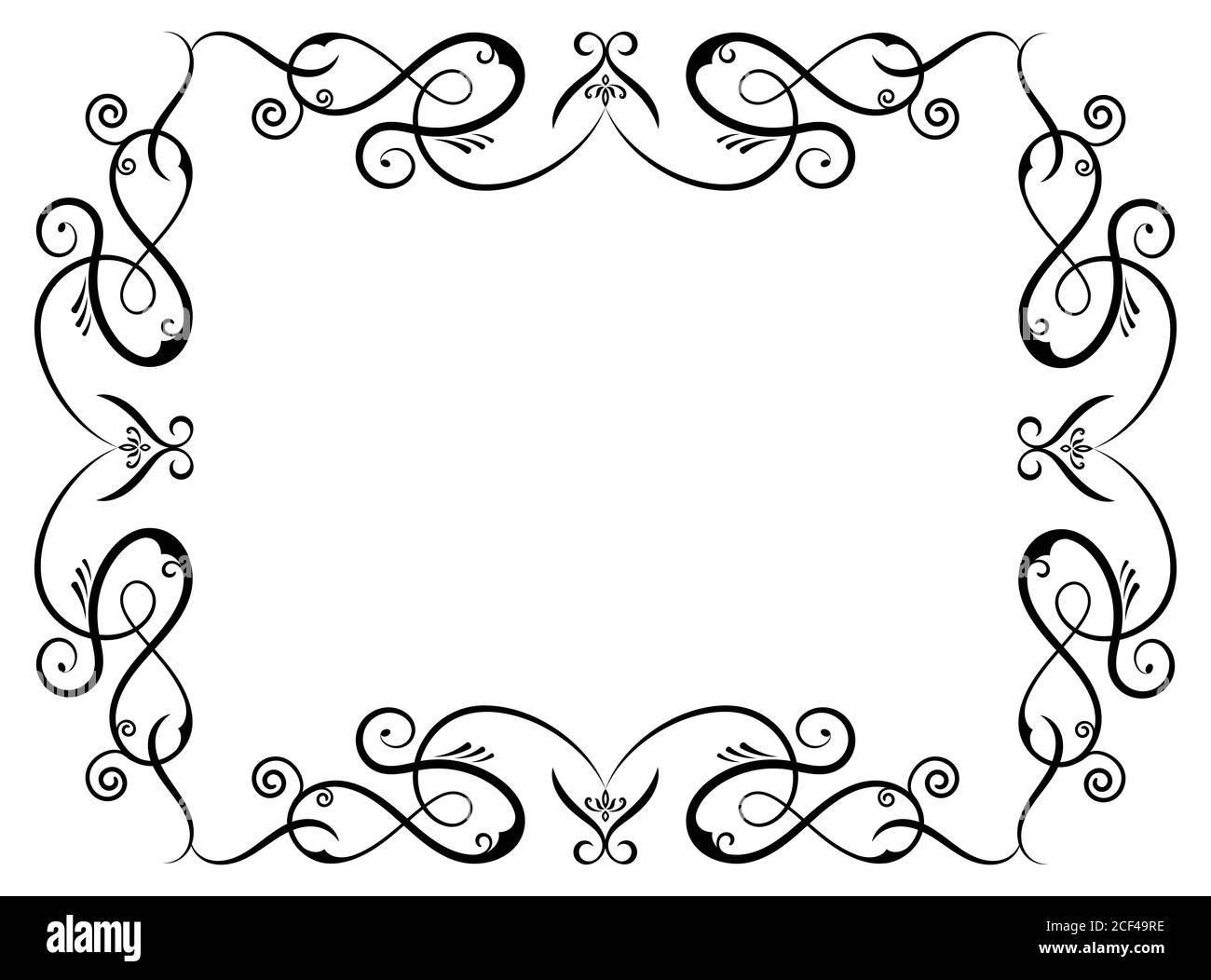 Cadre décoratif noir simple vectoriel. Calligraphie penmanship curly baroque cadre noir. Illustration de Vecteur