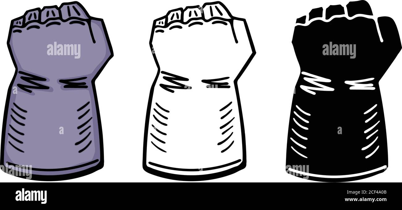 Un ensemble de gants Superhero sur fond blanc. Dessin à la main. Illustration vectorielle. Illustration de Vecteur