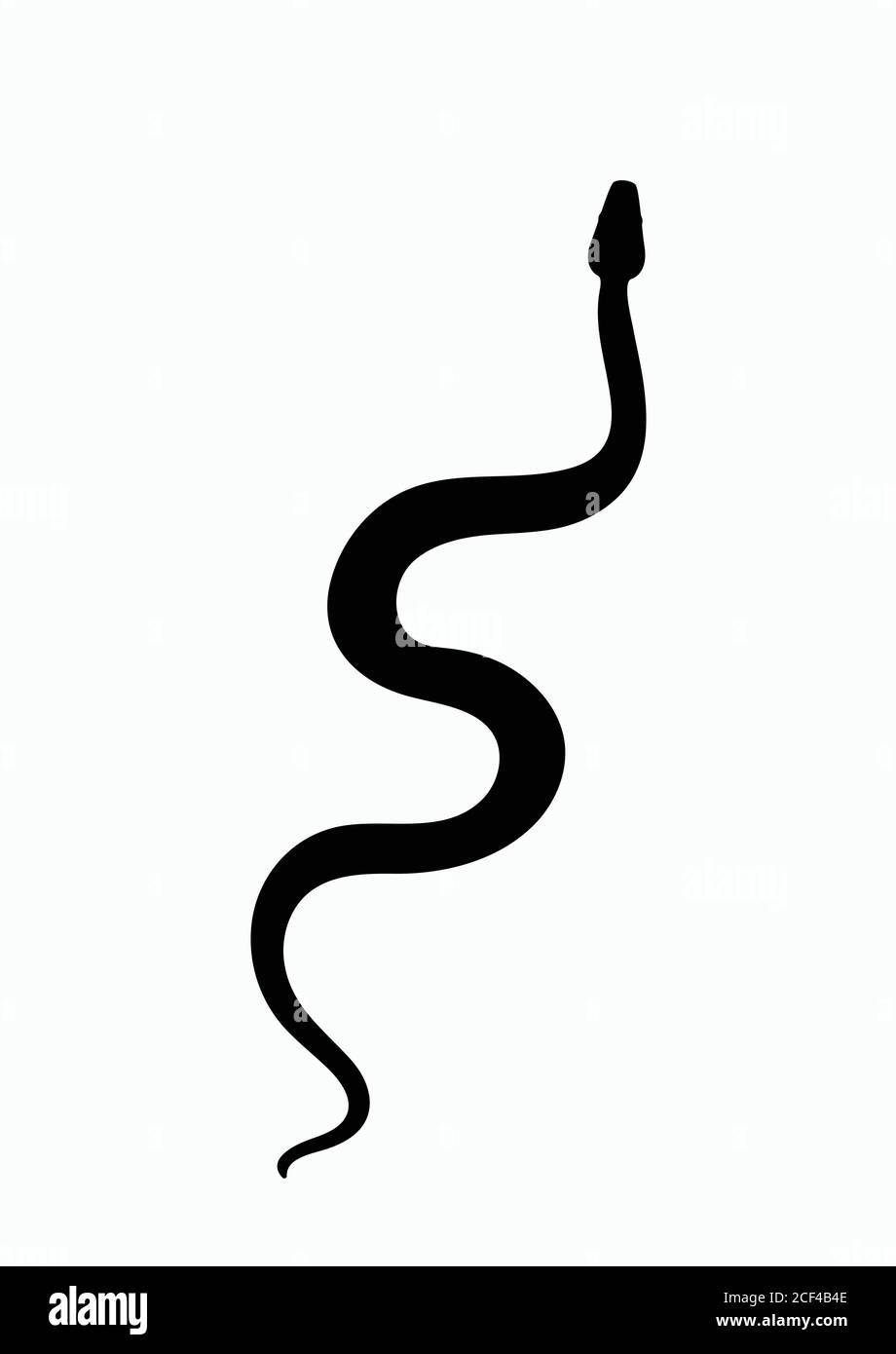 Serpent silhouette noir. Symbole isolé ou serpent d'icône sur fond blanc. Serpent de signe abstrait. Illustration vectorielle. Illustration de Vecteur