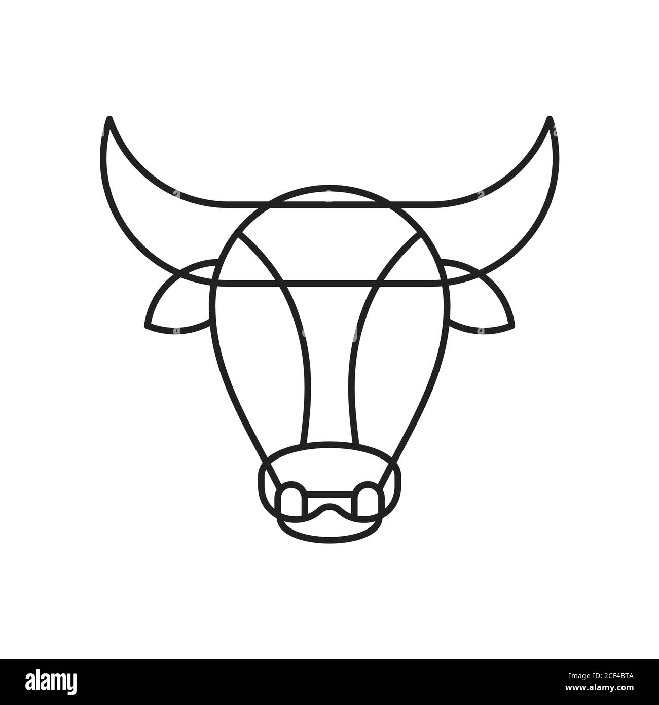 Logo contour Bull Head sur fond blanc. Illustration de Vecteur