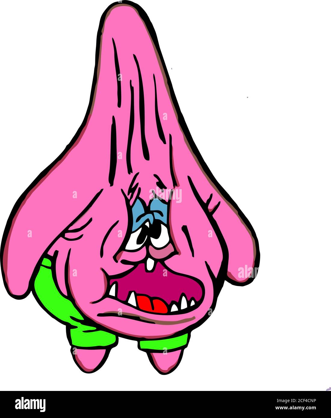 Triste Patrick Star devient mince et creux-cheeed Illustration de Vecteur