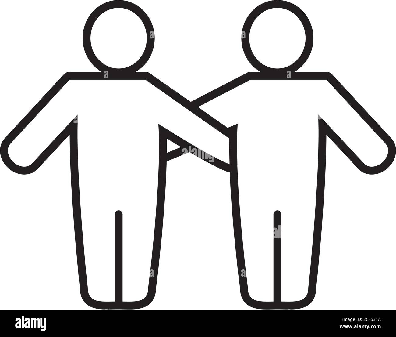 concept d'inclusion, pictogramme couple d'hommes icône sur fond blanc, style de ligne, illustration vectorielle Illustration de Vecteur