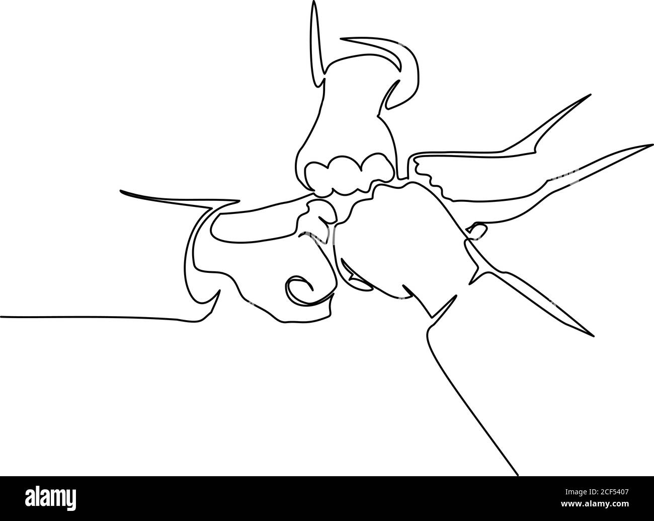Les mains des amis s'unissent pour faire des bumfis. Mise en plan continue d'une ligne. Illustration noire isolée sur fond blanc. Illustration de Vecteur