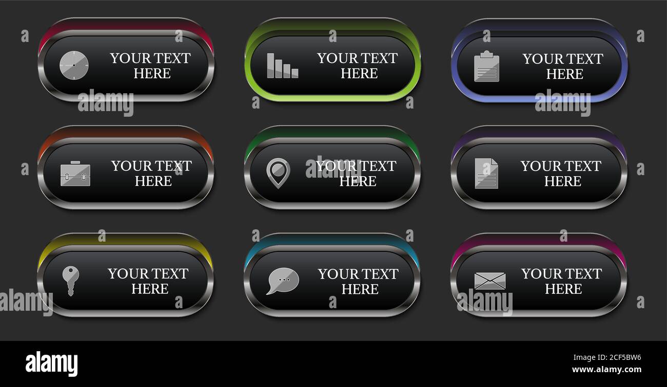 boutons set, icône d'élément web Illustration de Vecteur