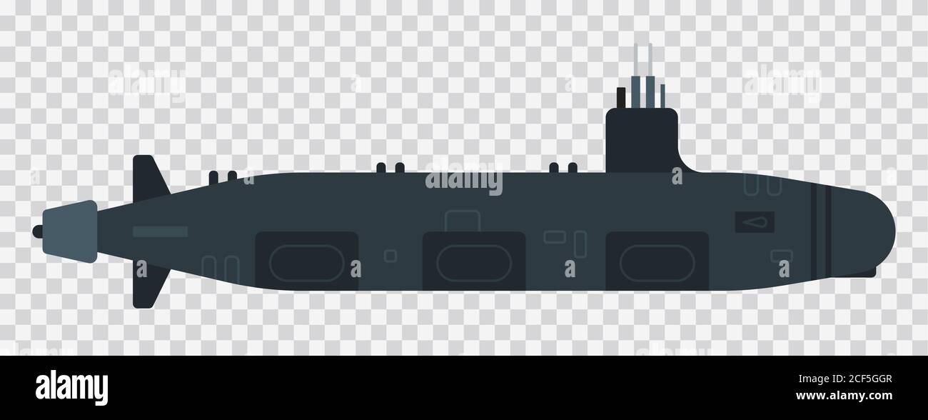 Icône de vecteur plat d'illustration sous-marin diesel isolée Illustration de Vecteur