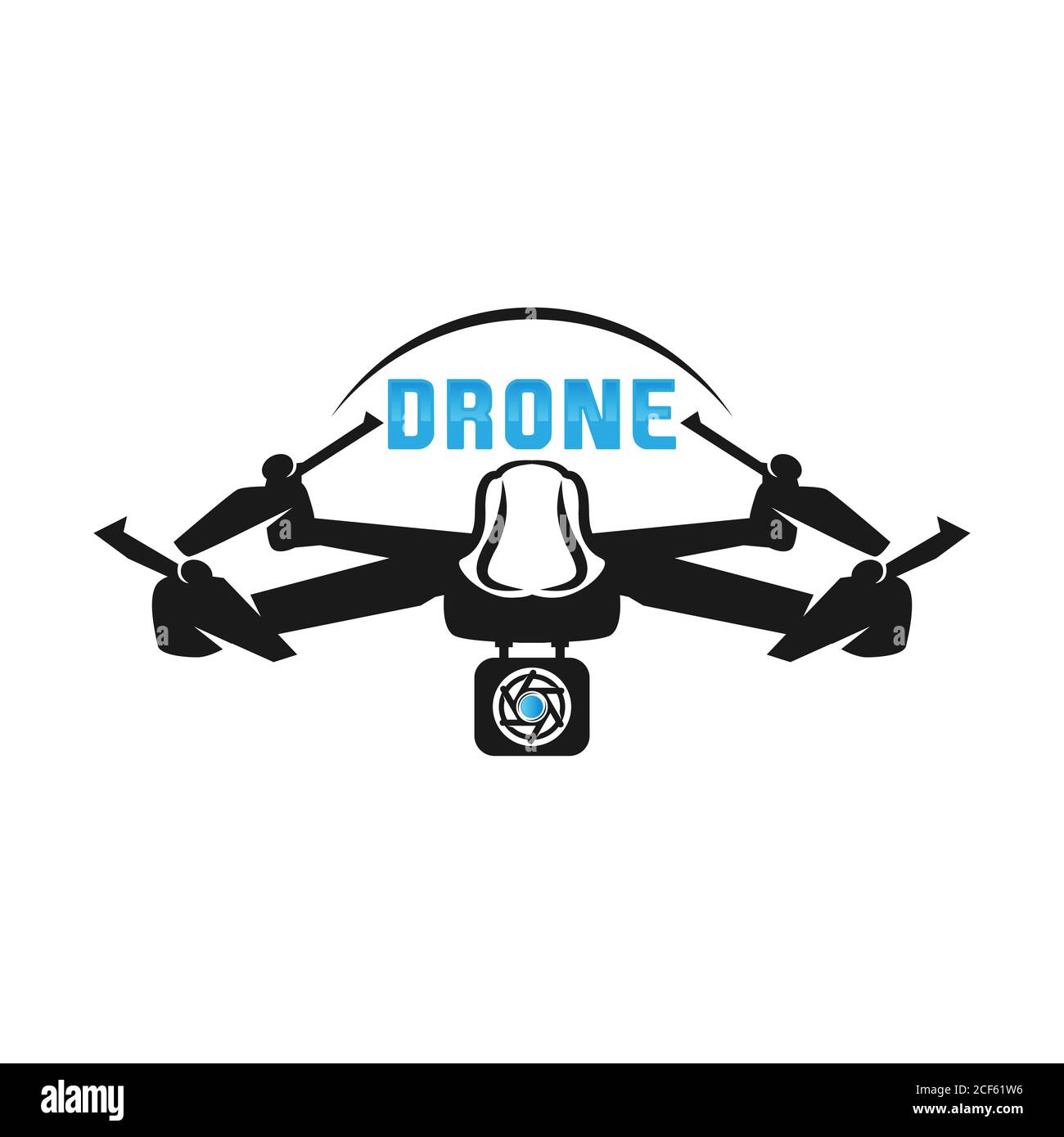 Logo de drone quadricopter. Icône d'illustration de vecteur simple de zone de vol. Pictogramme . Illustration de Vecteur