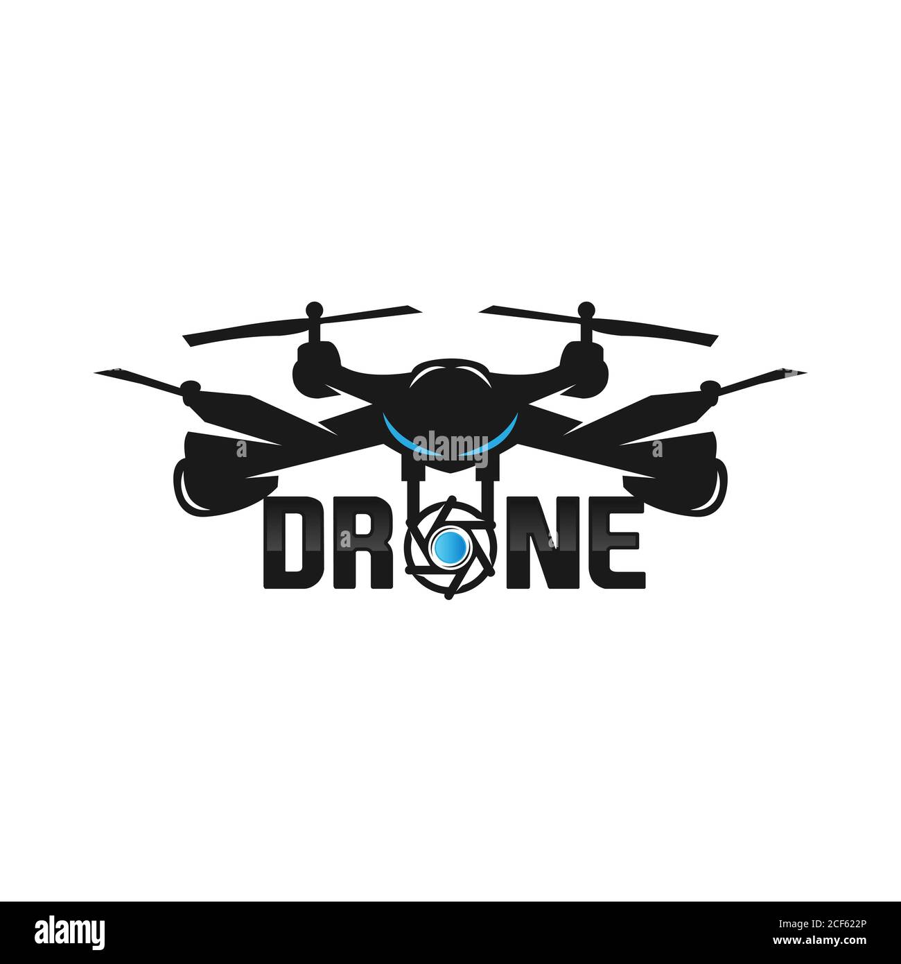 Logo de drone quadricopter. Icône d'illustration de vecteur simple de zone de vol. Pictogramme . Illustration de Vecteur