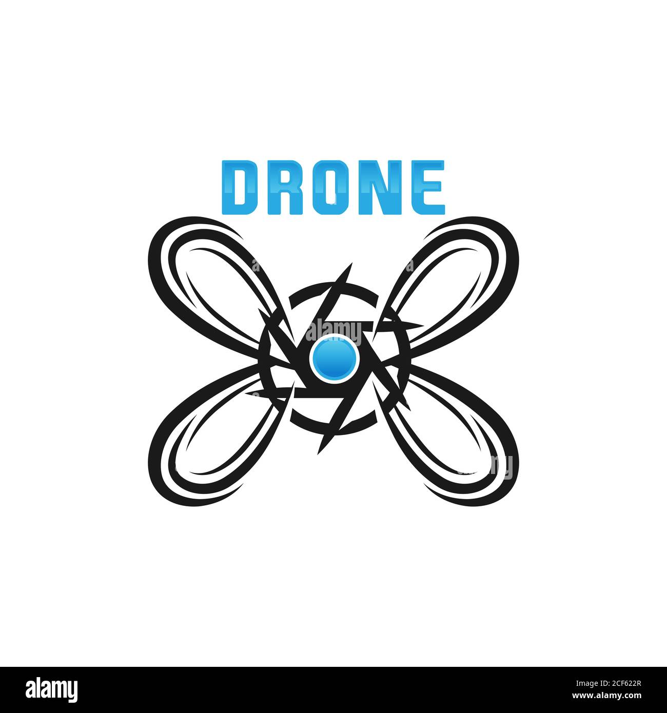 Logo de drone quadricopter. Icône d'illustration de vecteur simple de zone de vol. Pictogramme . Illustration de Vecteur
