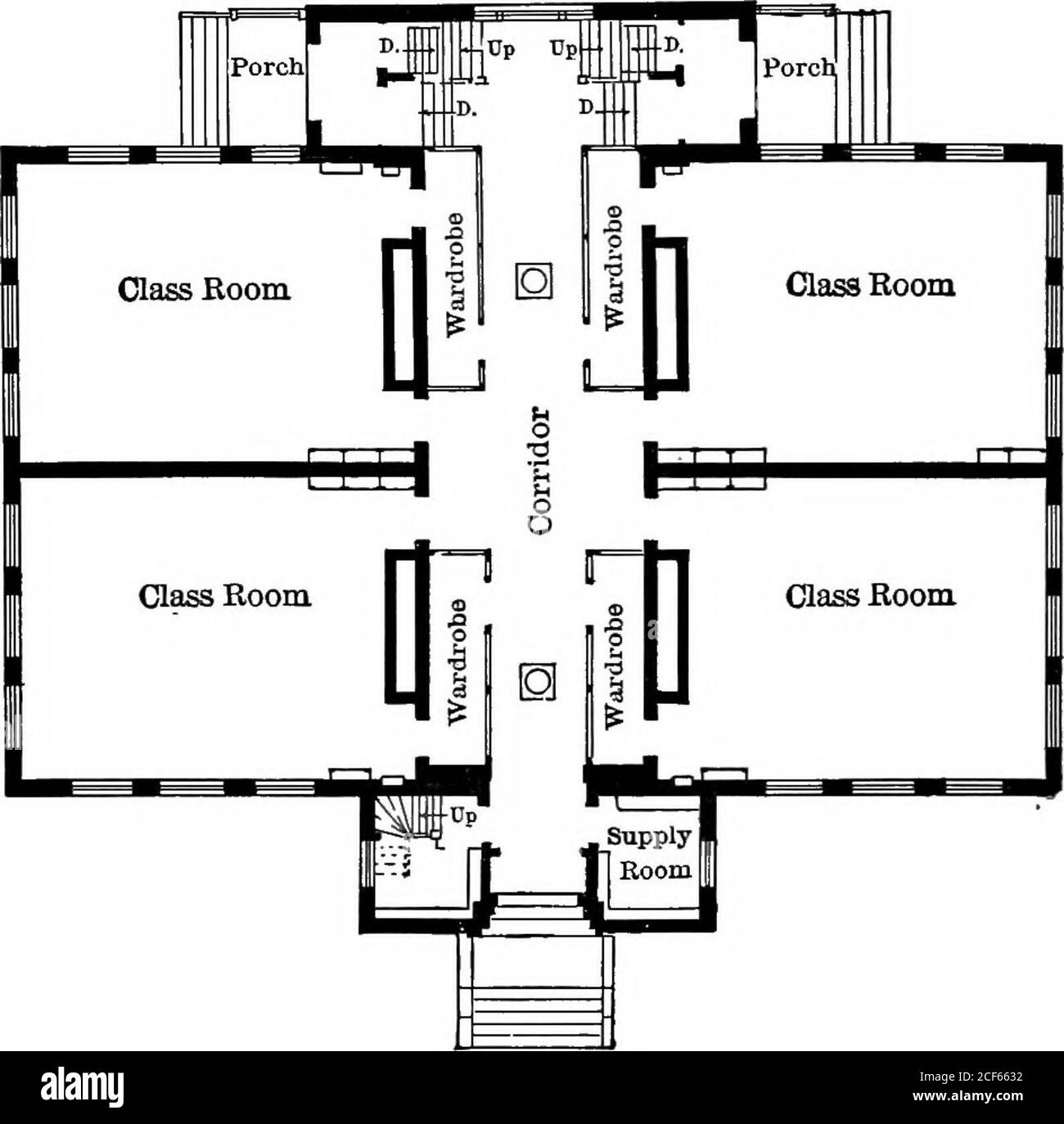 . L'éclairage des salles d'école; un manuel pour les conseils scolaires, les architectes, les surintendants et les enseignants. Figure 15.—détail du plan du bâtiment du deuxième étage avec les six salles d'adolescents et la salle d'assemblage sur le lot de 160 pieds carrés, enfermé sur trois côtés. Warren R. Briggs, architecte. La lumière comme tout et aurait fait un bon kinder-garten-chambre, tandis que la chambre prévue pour le kinder-garten, n'ayant aucune obstruction à la lumière, aurait pu être divisé en deux excellentes salles de classe. Quantité d'espace de fenêtre.^—il était considéré comme suffisant pour avoir environ un dixième, voire un douzième, d'espace de fenêtre que l'espace au sol Banque D'Images