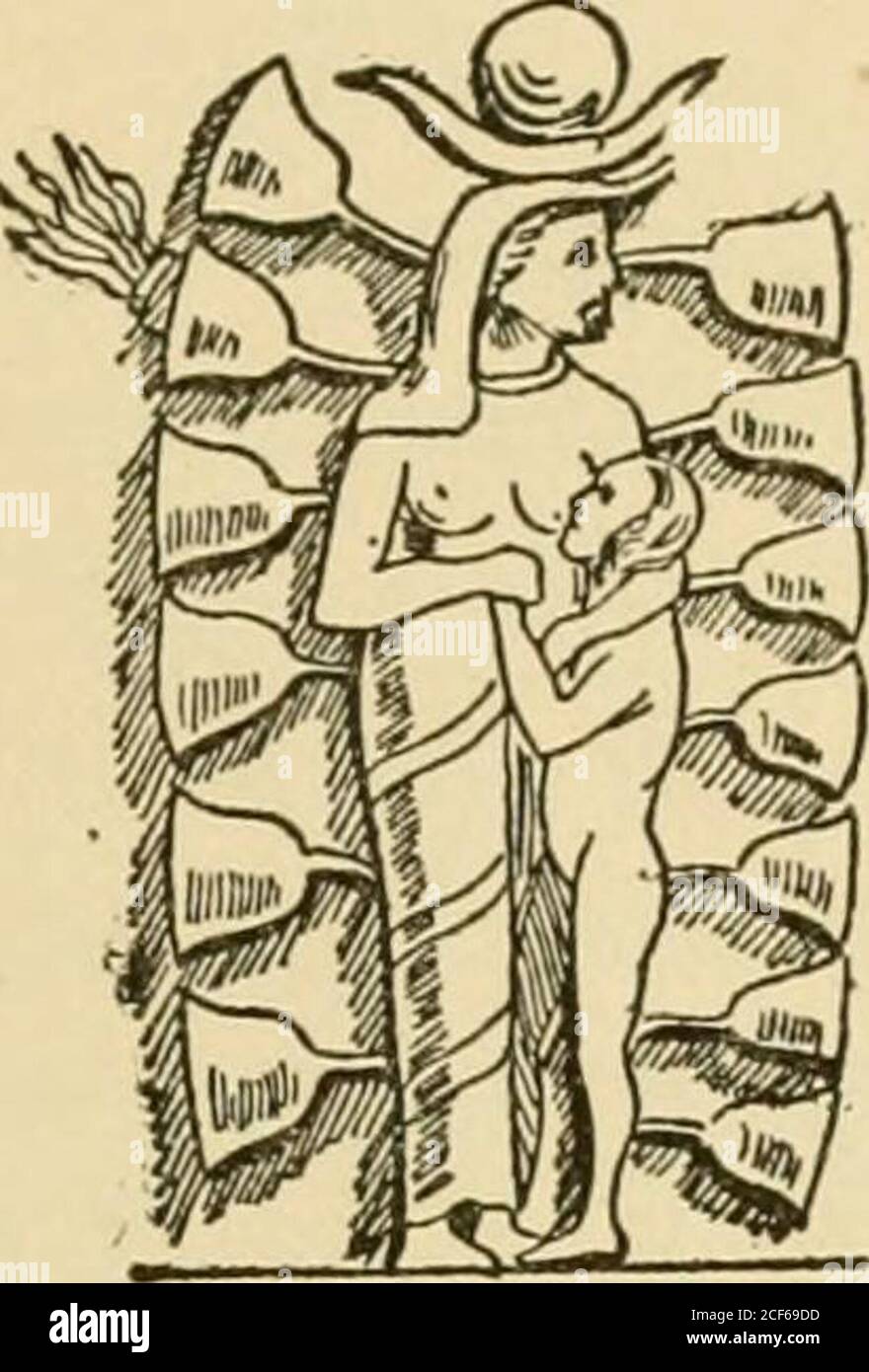 . Le culte phallique : un aperçu du culte des organes génératifs, comme étant, ou comme représentant, le Créateur Divin, avec des suggestions quant à l'influence de l'idée phallique sur les croyances religieuses, les cérémonies, les coutumes et le symbolisme, passé et présent. La bonne puissance créatrice féminine — passive, recep-tive et nourrissante — a été personnifiée en Isis. Le Thischaracter est encore plus généralisé, de manière à inclure la nature universelle. Elle dit : — Je suis la nature, le parent des choses, le souverain des éléments, la progéniture primaire du temps, le mostexalté des divinités, Banque D'Images