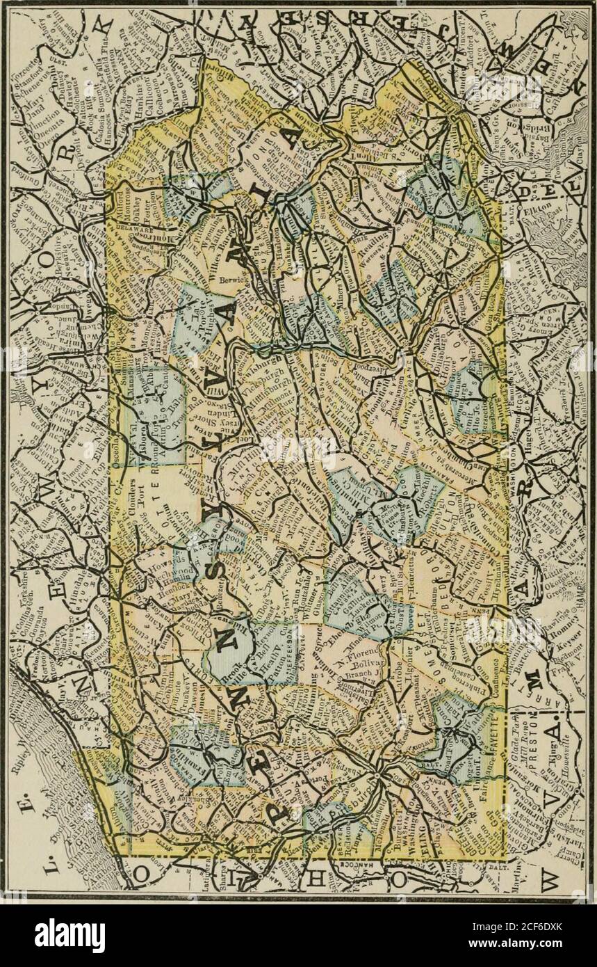 . Nouvel atlas du dollar des États-Unis et du Dominion du Canada ... y ceci brièvement remarqué ici. En 1790, un établissement a été créé et des élus d'État. Cette constitution a été révisée en 1838, puis amendée en 1850, 1857 et pendant la guerre civile, et en 1873 une nouvelle a été adoptée.l'insurrection du whisky de 1794 a été une révolte du peuple de Pennsyl-vania occidental contre la loi de l'accise. Philadelphie était à l'origine la capitale, mais en 1799, le gouvernement a été transféré à Lancaster, et en 1812 à Harrisburgh, où il reste encore de l'argent. Quand la guerre civile a commencé la Pennsylvanie est arrivée rapidement Banque D'Images