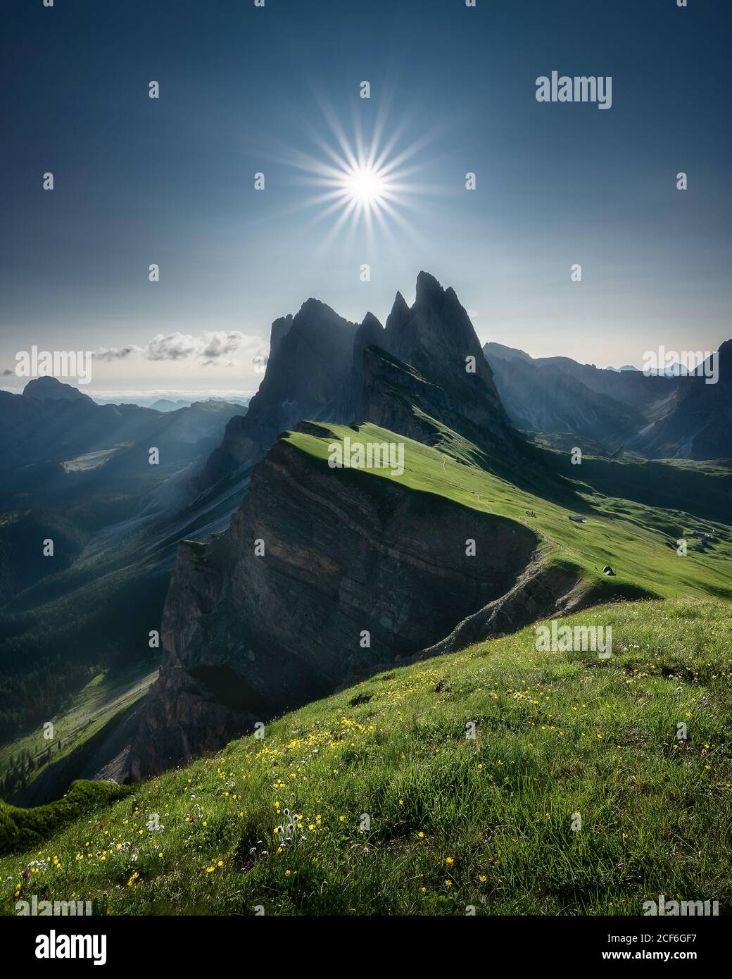 Vues spectaculaires sur les Dolomites Seceda en Italie Banque D'Images
