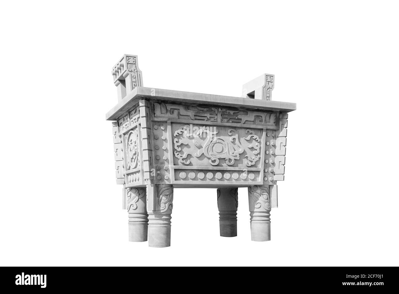 Trépied en bronze sur fond blanc Banque D'Images