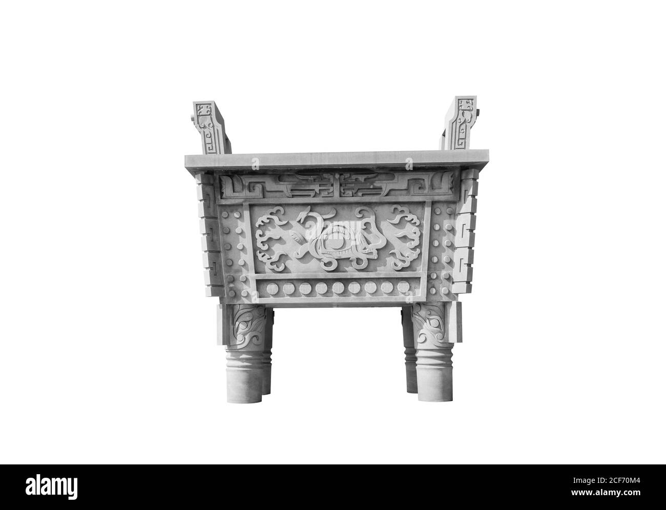 Trépied en bronze sur fond blanc Banque D'Images