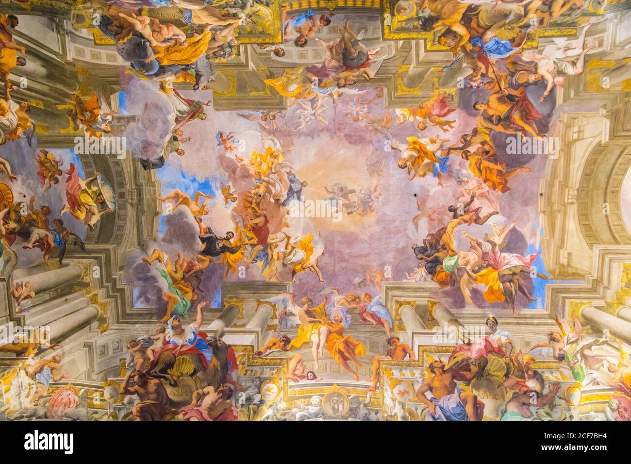 Le plafond peint Andrea Pozzo de Chiesa di Sant Ignazio Di Loyola à Rome, Italie Banque D'Images