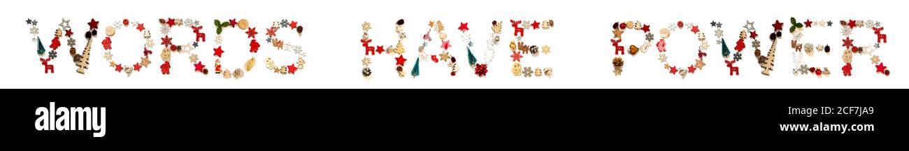 Décoration de Noël colorée lettre de construction mots ont le pouvoir Banque D'Images