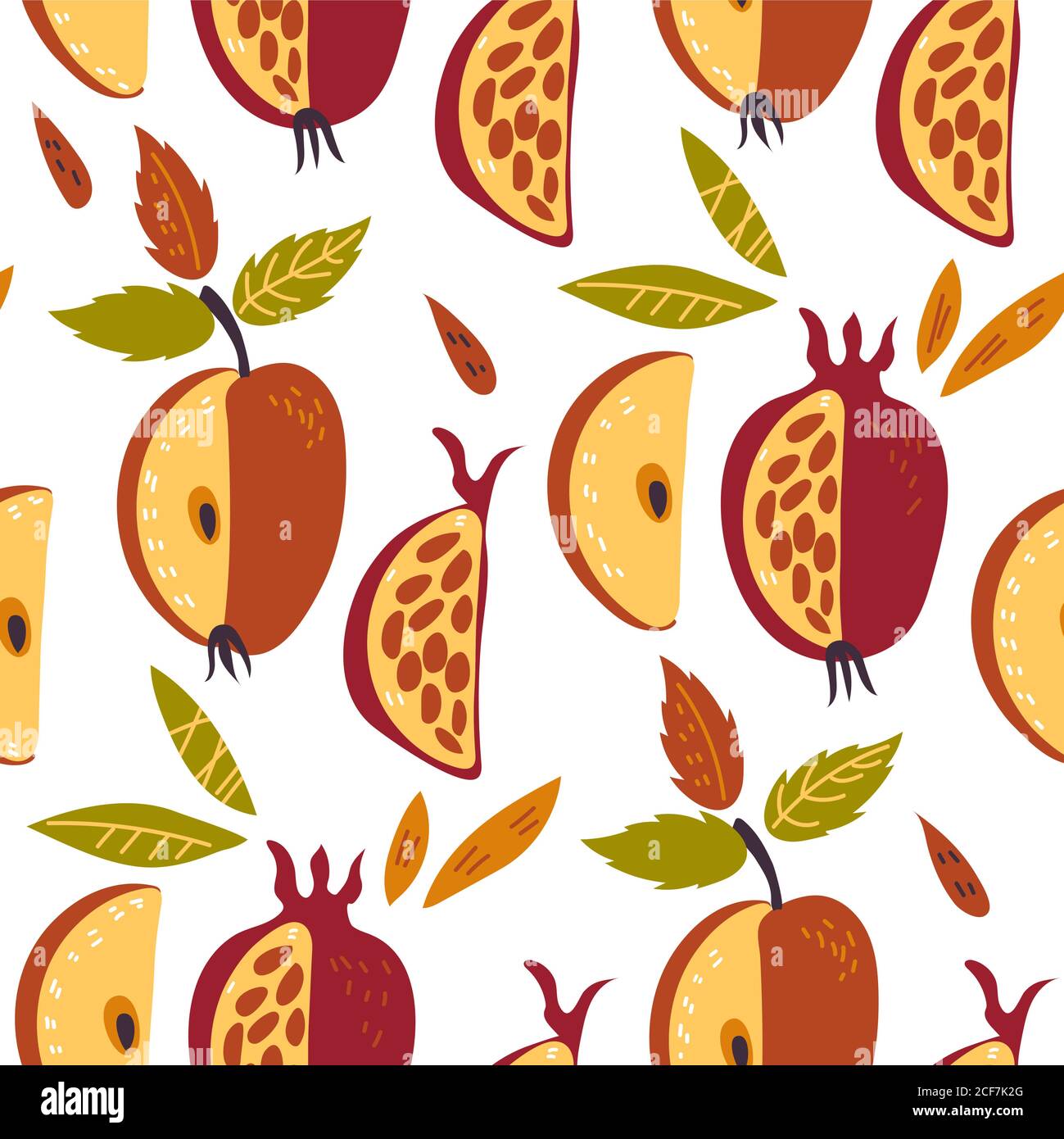 Motif sans couture avec pommes et grenade de Rosh Hashana illustration vectorielle. Illustration de Vecteur