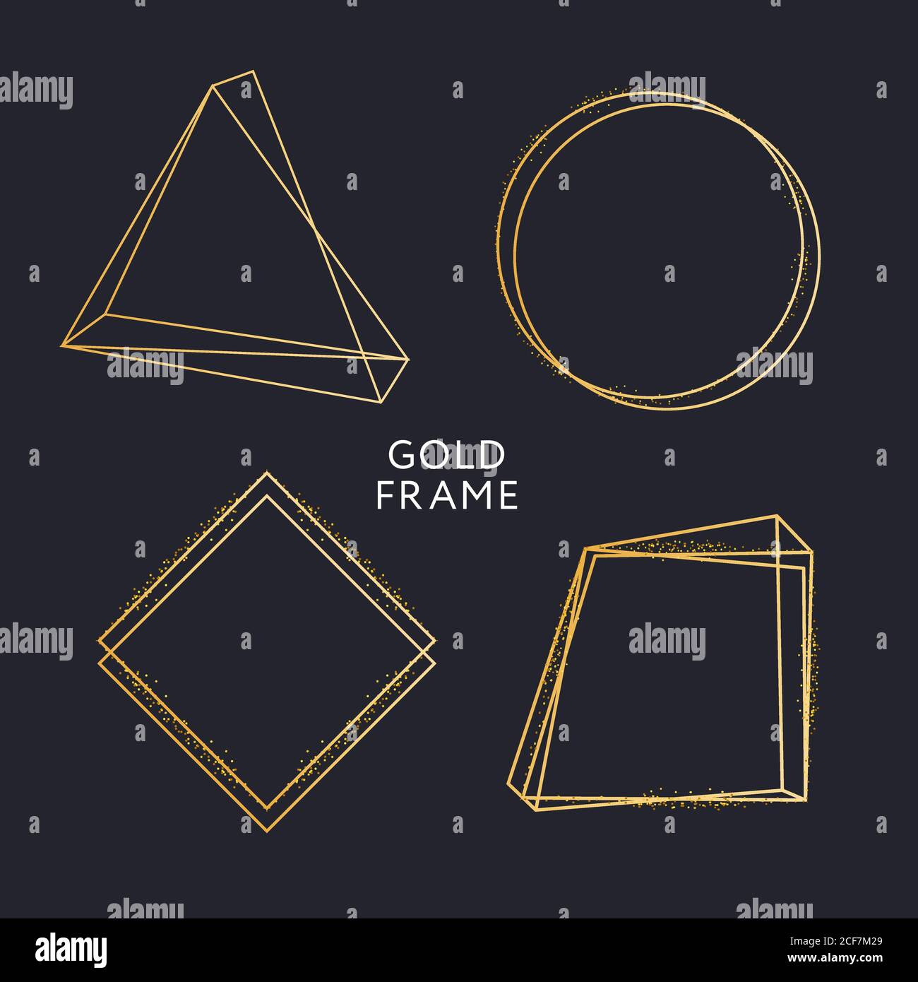 Cadre doré décor isolé Vector brillant or métallisé bordure en dégradé motif pour votre conception Illustration de Vecteur