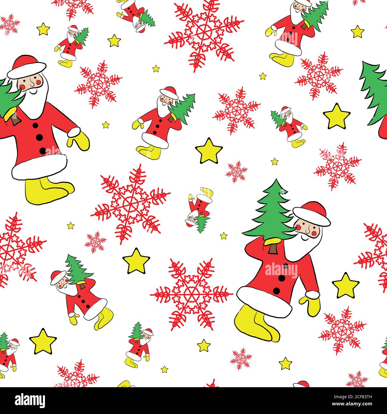 motif sans coutures avec flocons de neige et père noël pour l'arrière-plan Illustration de Vecteur