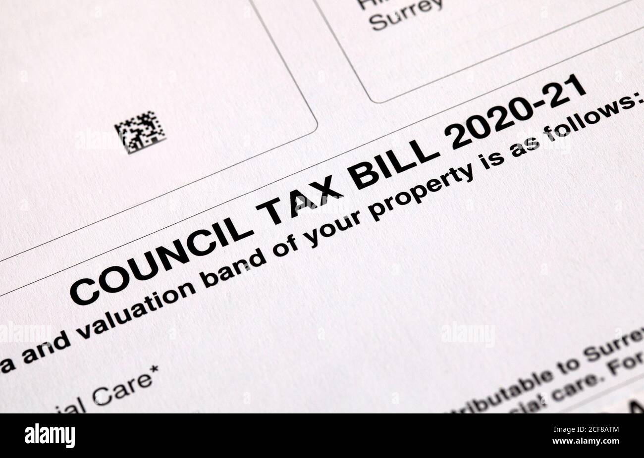 Projet de loi fiscale du Conseil 2020-21 Banque D'Images