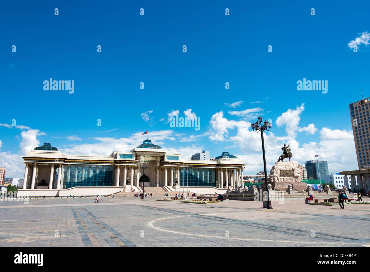 OULAN-BATOR, MONGOLIE - place Sukhbaatar (place Chinggis). Un célèbre site touristique à Oulan-Bator, Mongolie. Banque D'Images