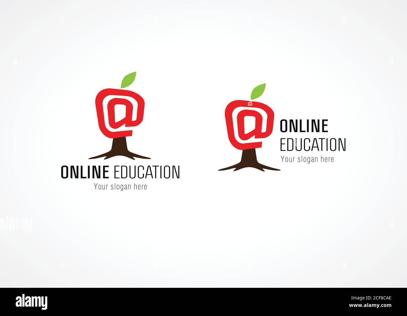 Logo éducatif en ligne arbre de croissance de pomme. Envoyer un e-mail à Symbol. Internet école ou collège vecteur signe. Croissance de l'apprentissage et des technologies. Modèle de conception Illustration de Vecteur