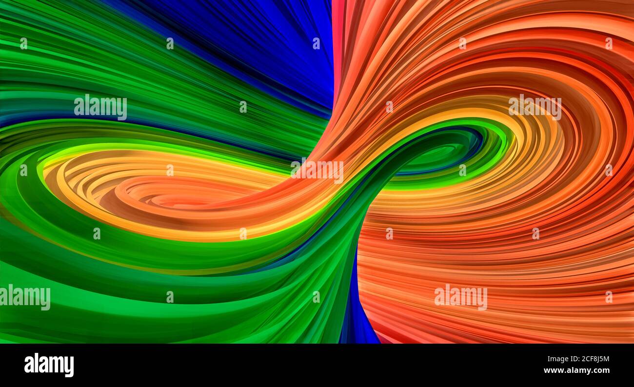 Arc-en-ciel tourbillonnant lignes colorées. Arrière-plan abstrait. illustration 3d Banque D'Images