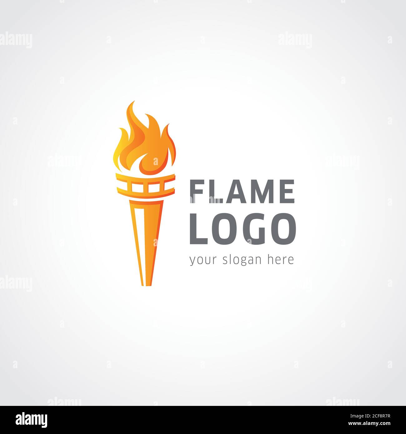 Logo de torche flamboyante. Signe de feu sport. Icône concours, syndicat, club ou confédération. Modèle de conception graphique isolé abstrait. Illustration de Vecteur