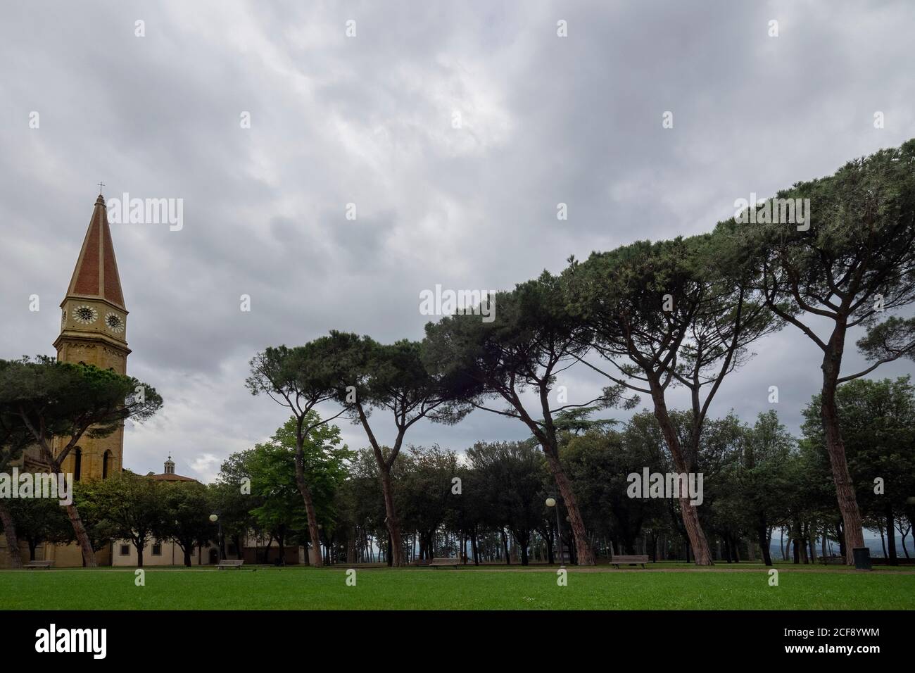 Parc et clocher d'AREZZO, Toscane, Italie Banque D'Images