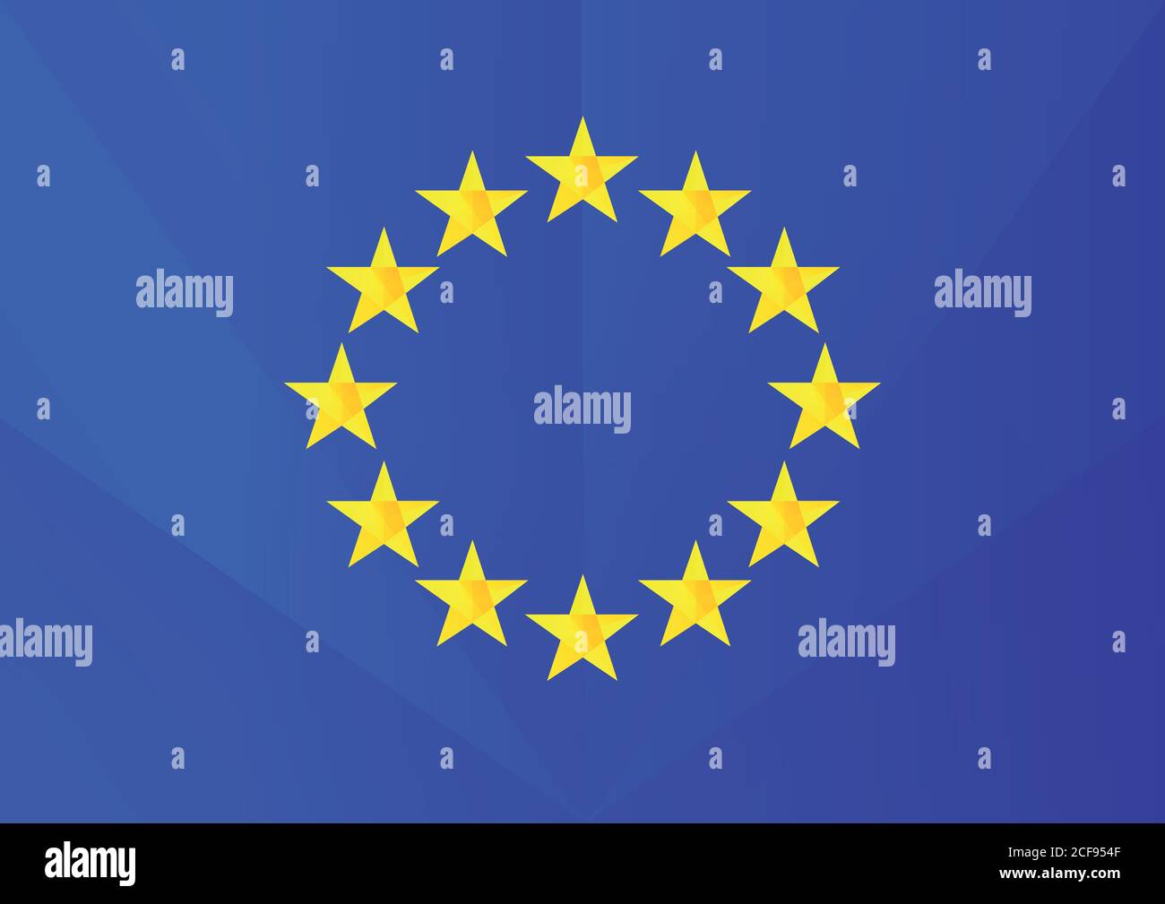 Logo drapeau de la facette du vecteur de l'Union européenne. Euro symbole mondial des affaires, du sport ou de la politique. Drapeau de vitraux créatif. Concept d'arrière-plan de vacances. Illustration de Vecteur