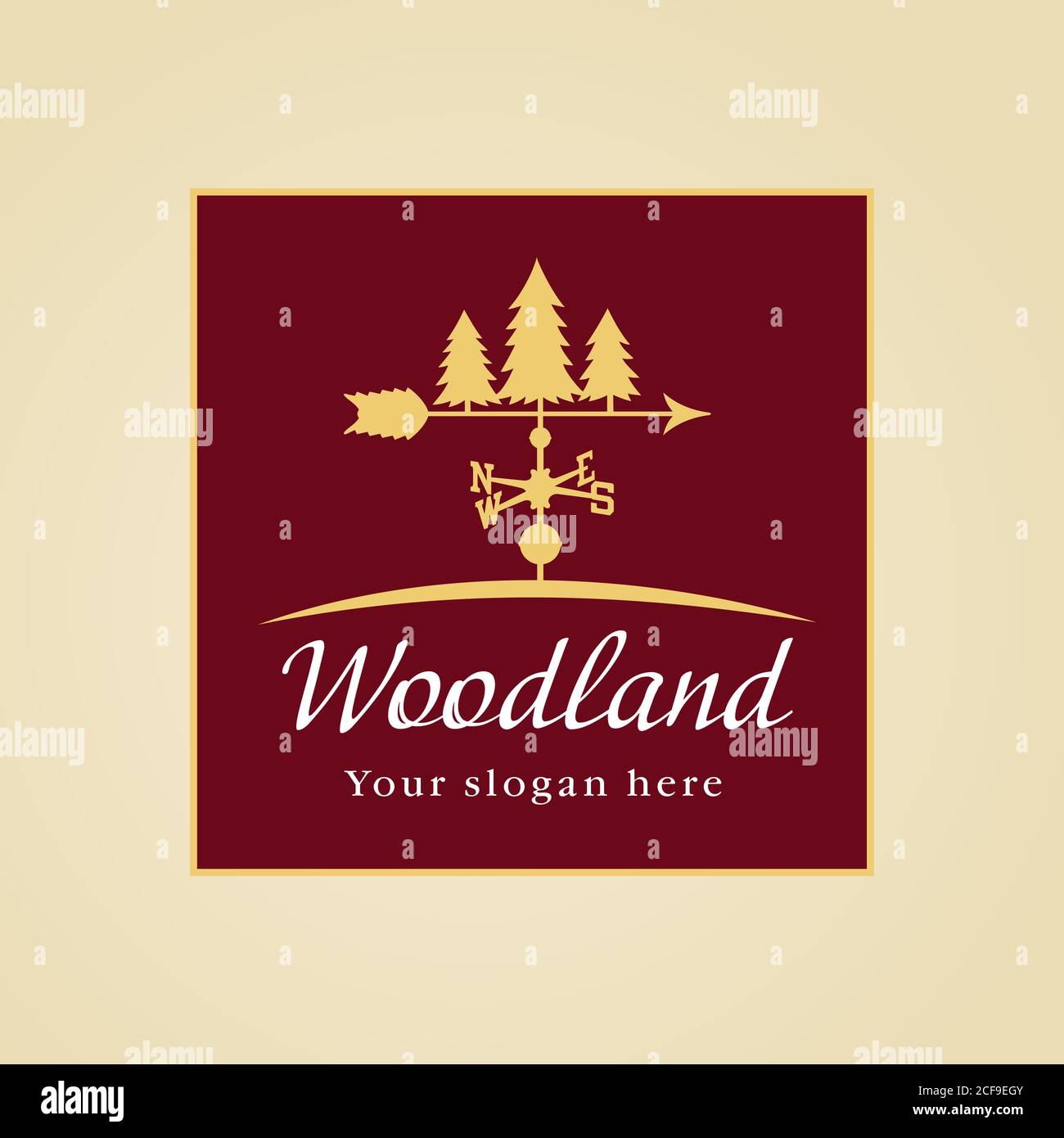 Panneau pour un parc national ou une décoration de ville de chalet. Logo vecteur de bois. Entreprise d'aménagement paysager, service de jardin ou icône immobilière. Illustration de Vecteur