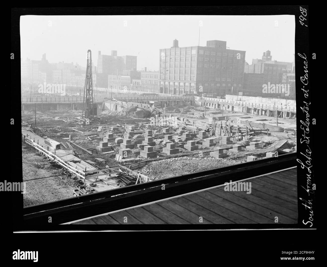 Vue sud vers Canal Street depuis la gare surélevée de Lake Street, Chicago, Illinois, 1908. Banque D'Images