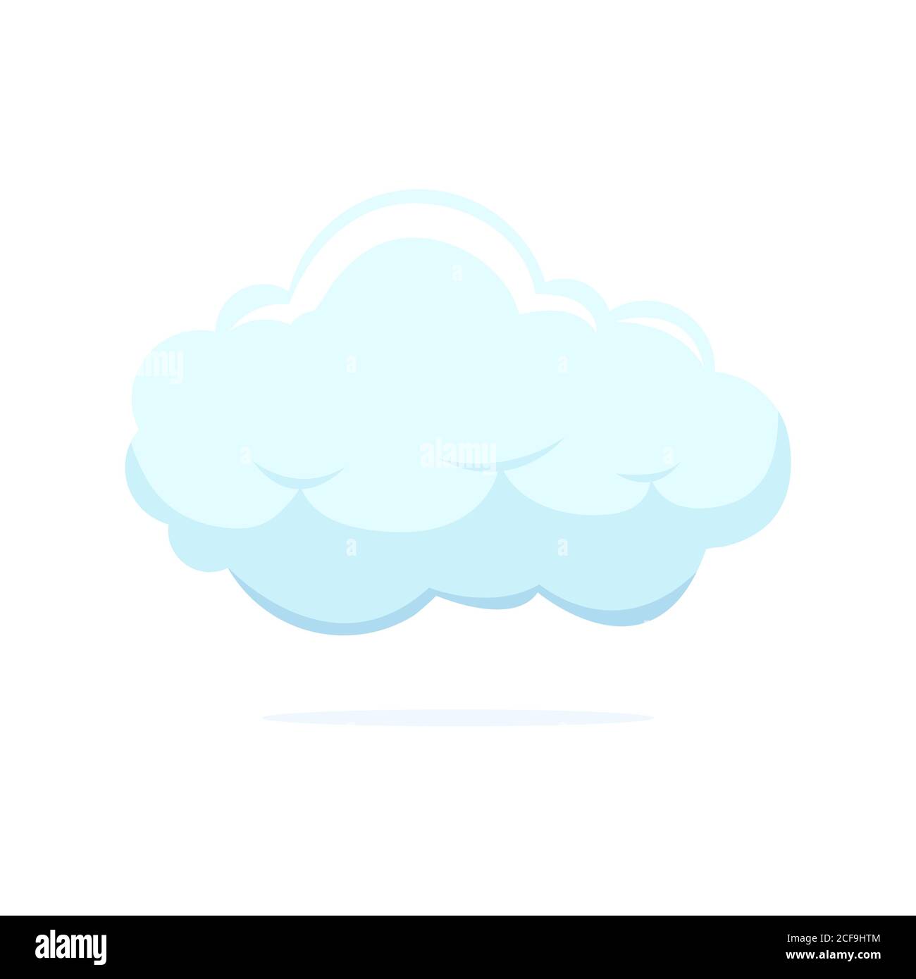 Objet icône de logo de nuage de bande dessinée de couleur bleue isolé avec ombre sur fond blanc Illustration de Vecteur