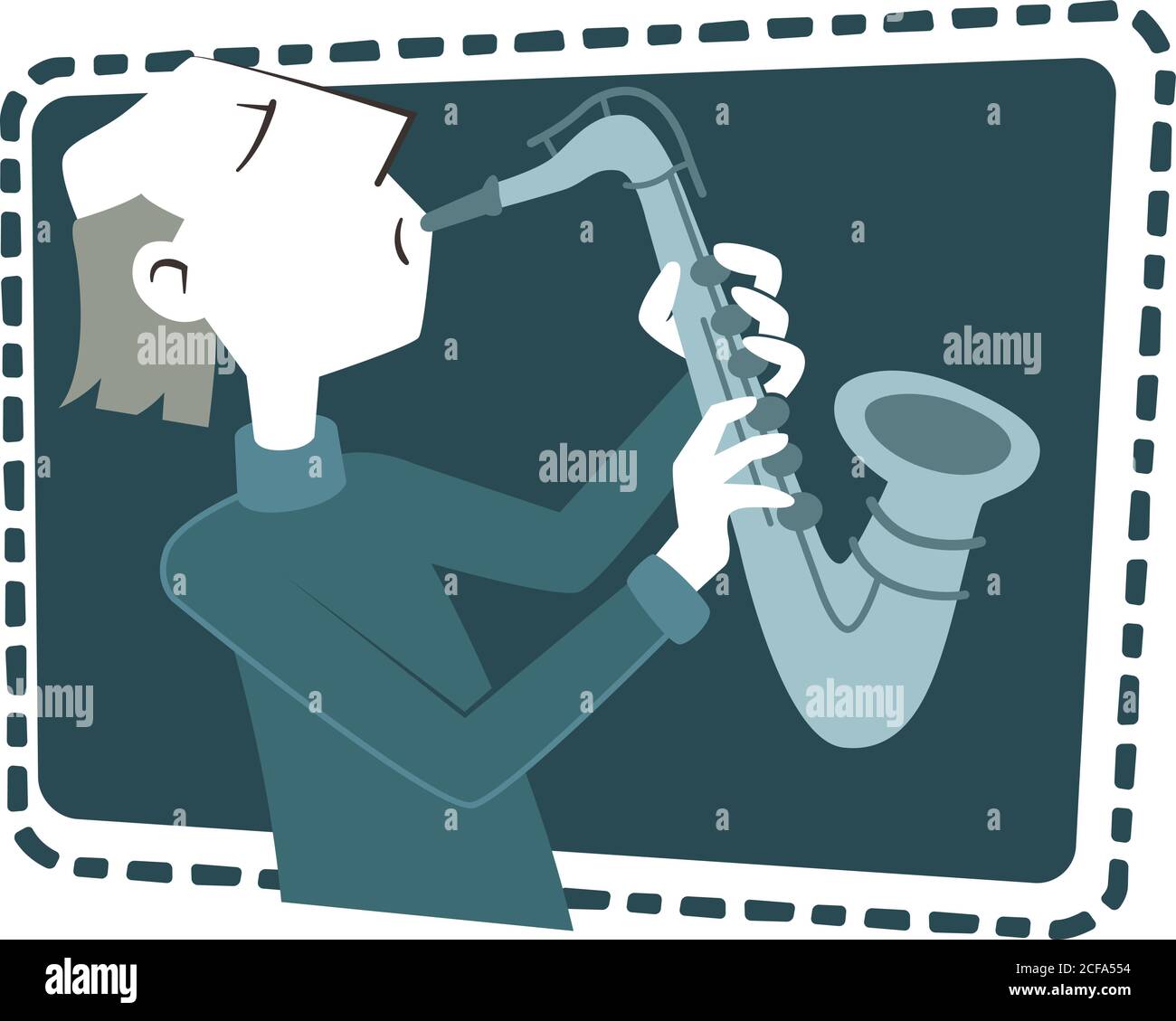 Illustration de style rétro d'un homme jouant le saxophone. Illustration de Vecteur