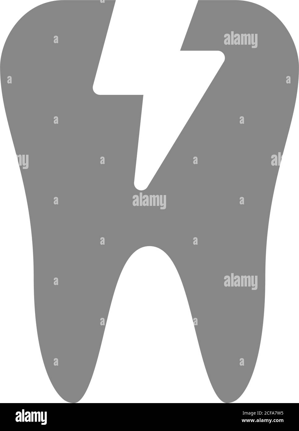 Icône grise pour maux de dents vectoriels. Symbole de dent fissurée Illustration de Vecteur