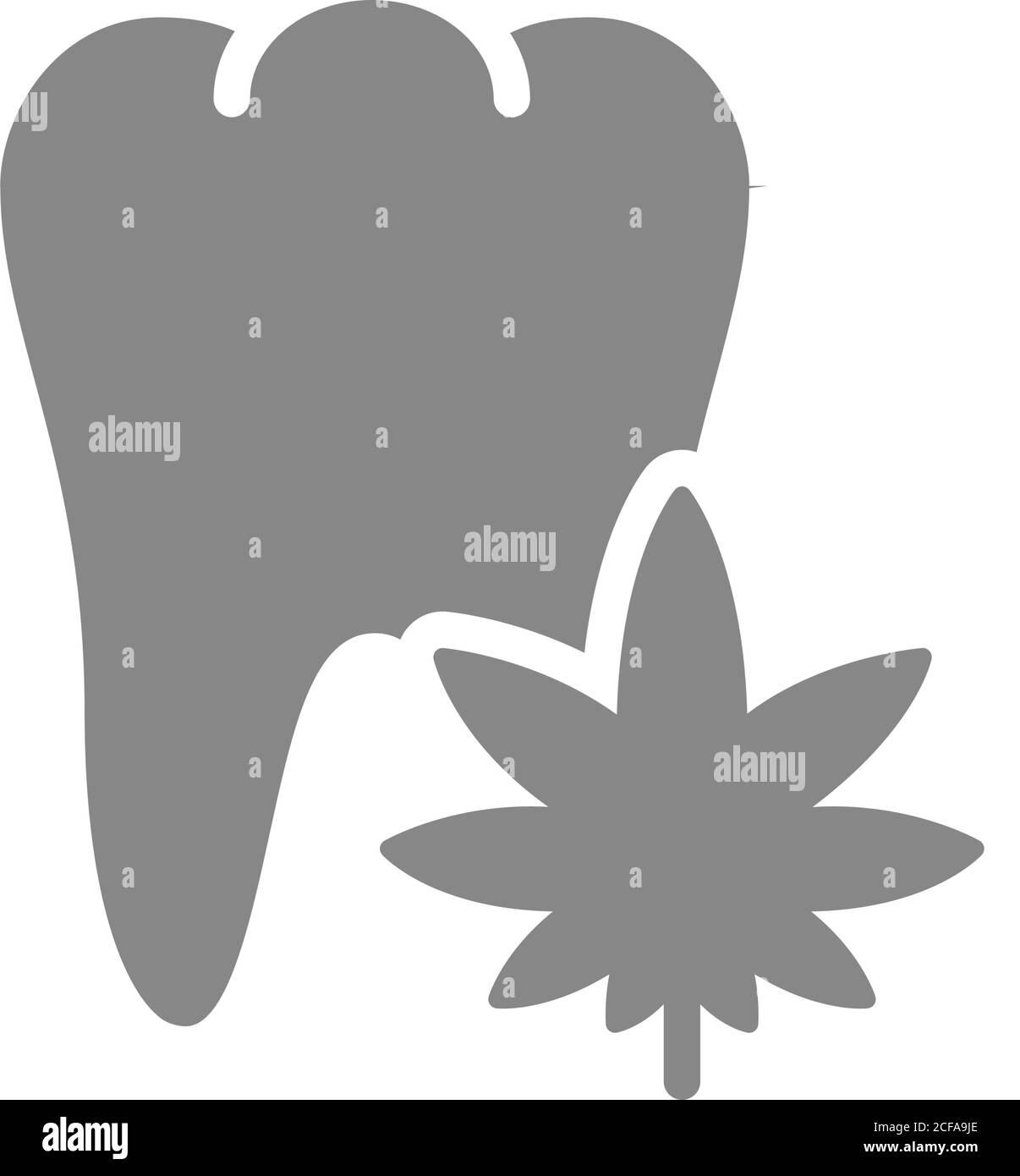 Dent humaine avec icône grise de marijuana. Symbole anesthésie Illustration de Vecteur