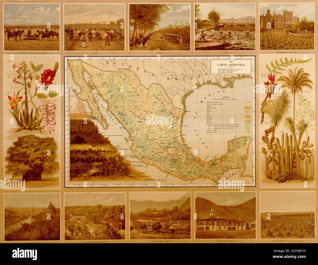 Carte de l'Agriculture du Mexique Banque D'Images