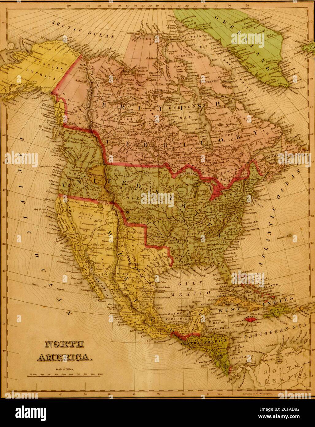 Amérique du Nord - 1844 Banque D'Images