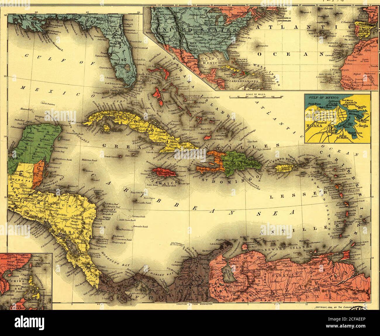Evening Post carte des Antilles. - 1898 Banque D'Images