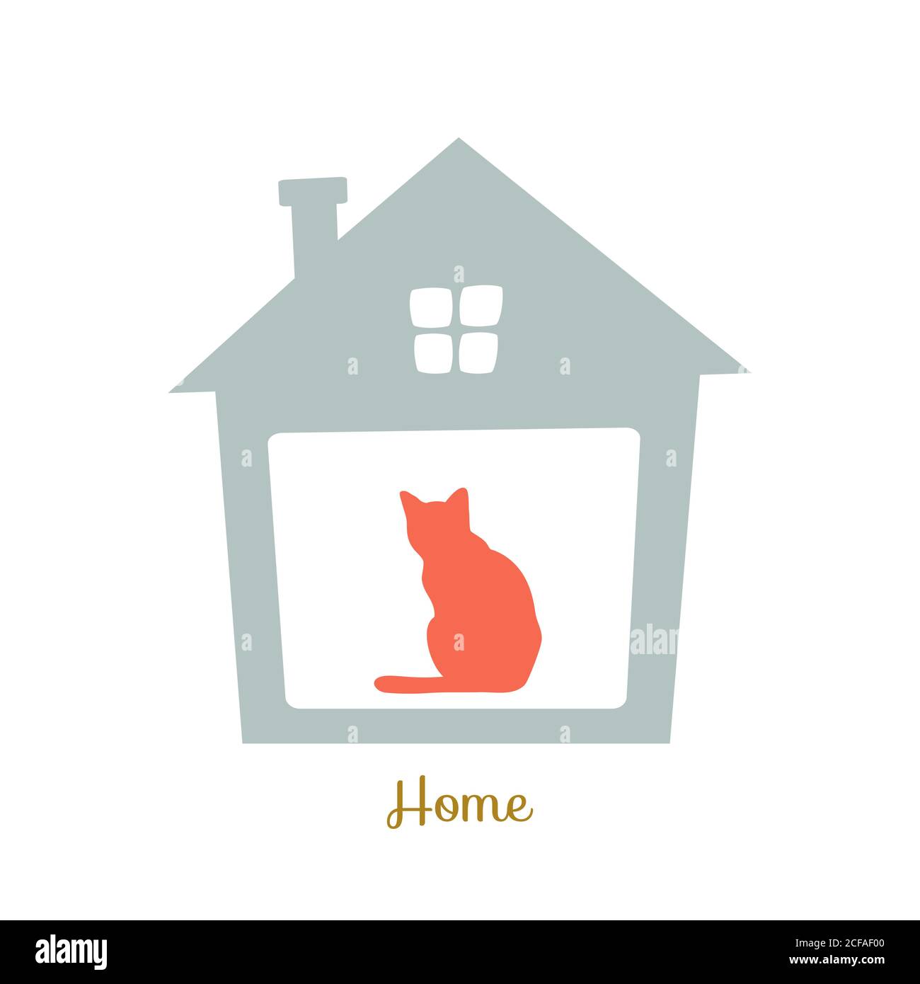 Chat à la maison. Maison pour animaux. Illustration de Vecteur