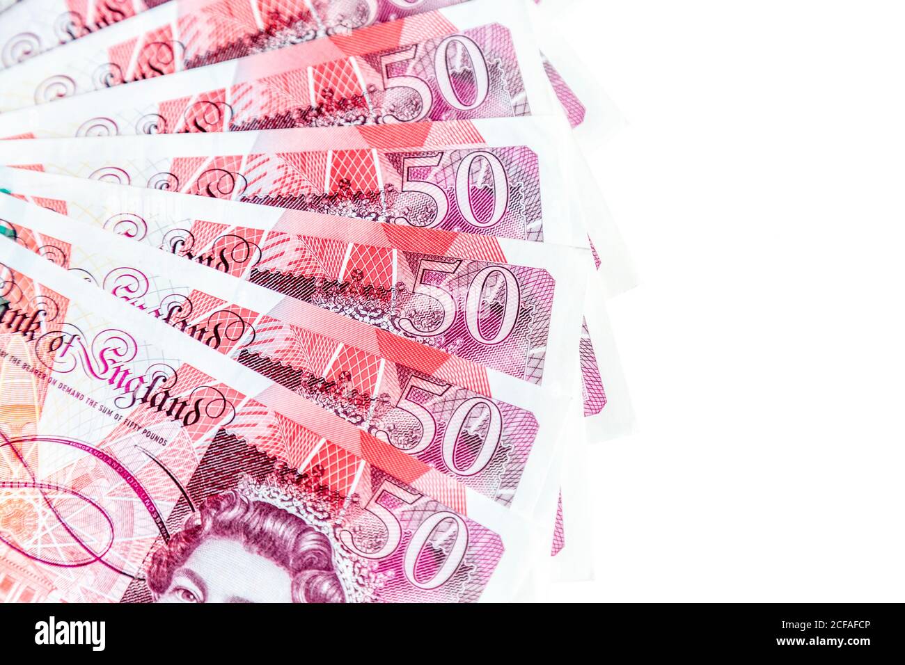 Un fan de 50 livres sterling en studio Banque D'Images