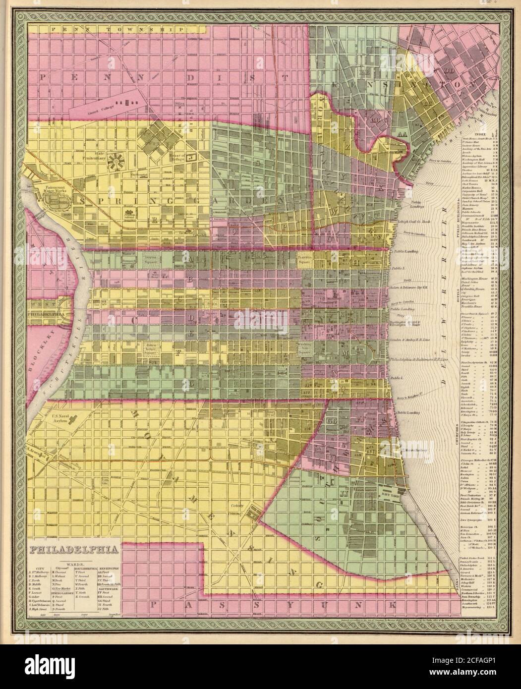 Ville de Philadelphie - 1849 Banque D'Images