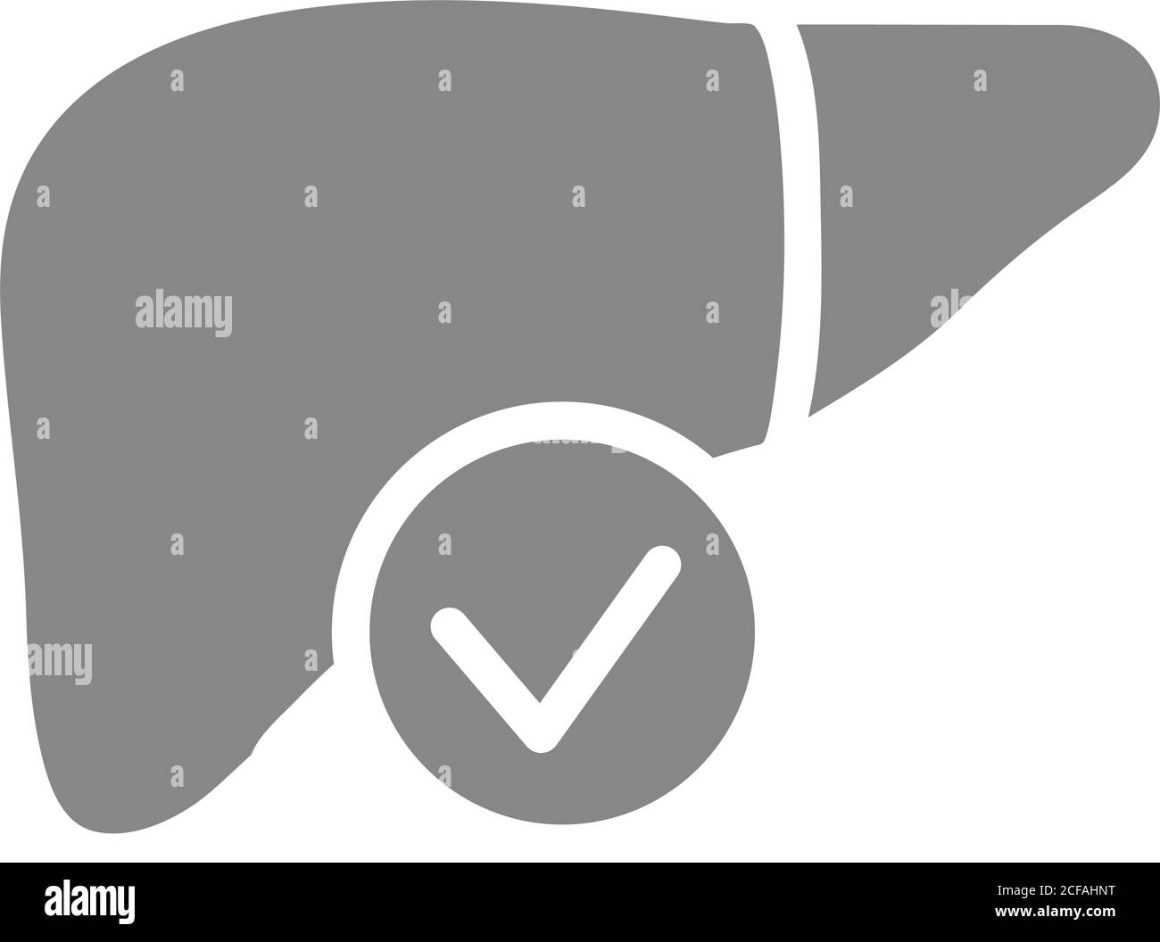 Foie avec coche icône grise. Symbole organe sain Illustration de Vecteur