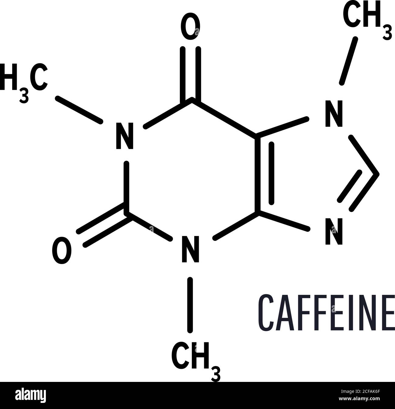 Formule chimique structurale de caféine sur fond blanc Illustration de Vecteur