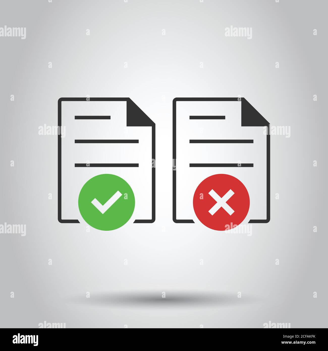 Accepter l'icône de document dans le style. Illustration vecteur de rejet sur blanc fond isolé. Marque de message business concept. Illustration de Vecteur