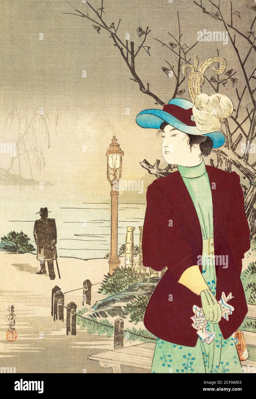 Femme japonaise dans la mode victorienne élégante Banque D'Images