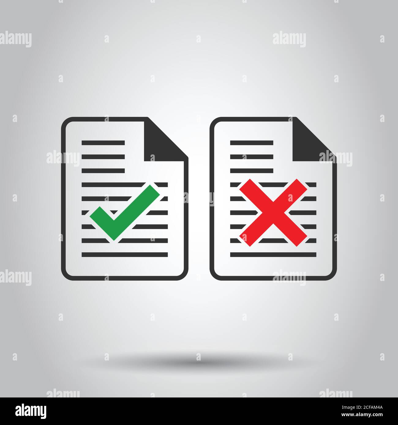 Accepter l'icône de document dans le style. Illustration vecteur de rejet sur blanc fond isolé. Marque de message business concept. Illustration de Vecteur